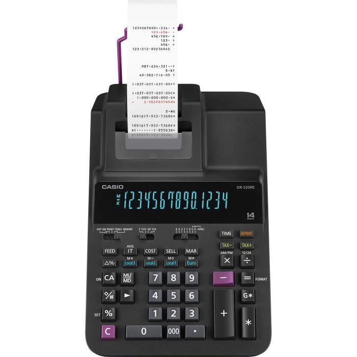 CASIO Calculatrice imprimante DR-320RE-E-EC noire
