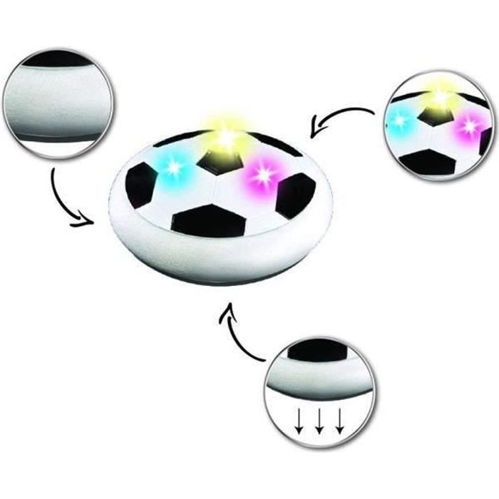 LEXIBOOK - Aerofoot - Le Disque de Foot Aéroglisseur - Glisse facilement - Effets lumineux - 2 buts inclus
