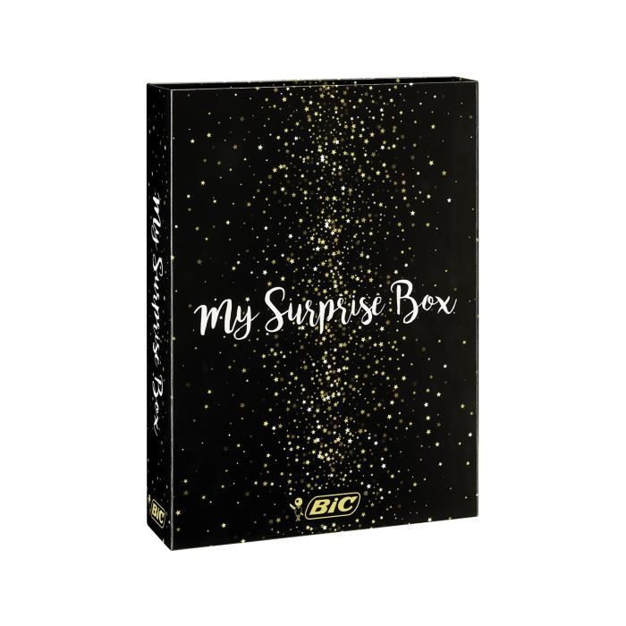 BIC My Surprise Box - Coffret Cadeau de 14 Produits d'Écriture, 4 Stylos-Bille/5 Feutres Métallisés/ 5 Stylos Gel, 1 Bloc de Notes R