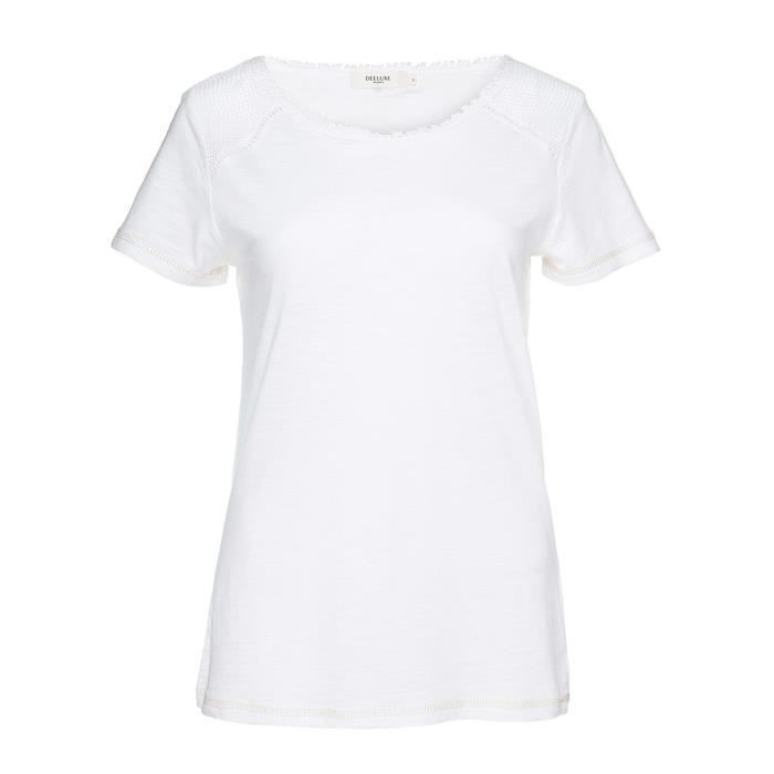 DEELUXE T-Shirt Cleo Noir Surpiqure Doré écru Femme