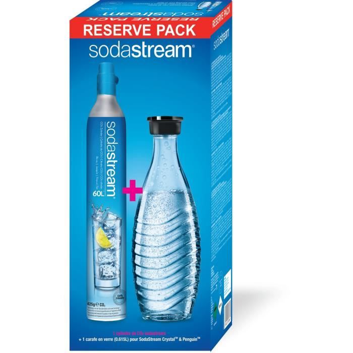 SODASTREAM Cylindre supplémentaire CO² 60L + 1 carafe verre