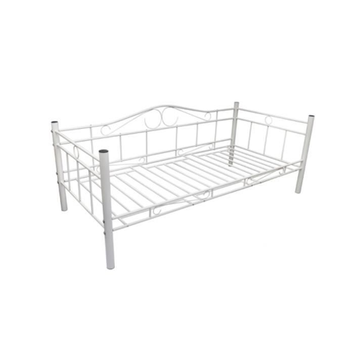 Lit Banquette En Métal Noir 90 X 200 Cm Achat Vente Banquette