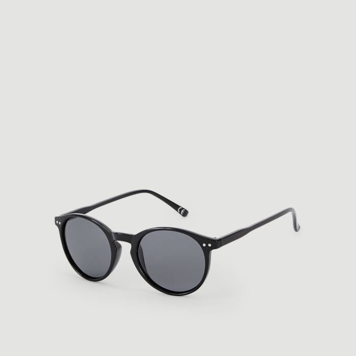 Taille Soleil Lunettes Moulées Noir Unique De Plastique Rondes Plaquettes Monture Cerclée 54ARqjL3