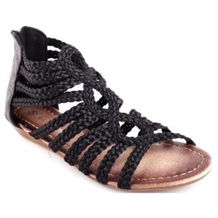 Compensé Sandale Vente Spartiate Noir Achat ULMVjpqSzG