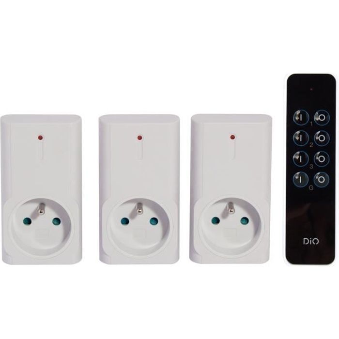 CHACON Kit 3 prises DiO 1500 W avec 1 télécommande 3 canaux FIRST