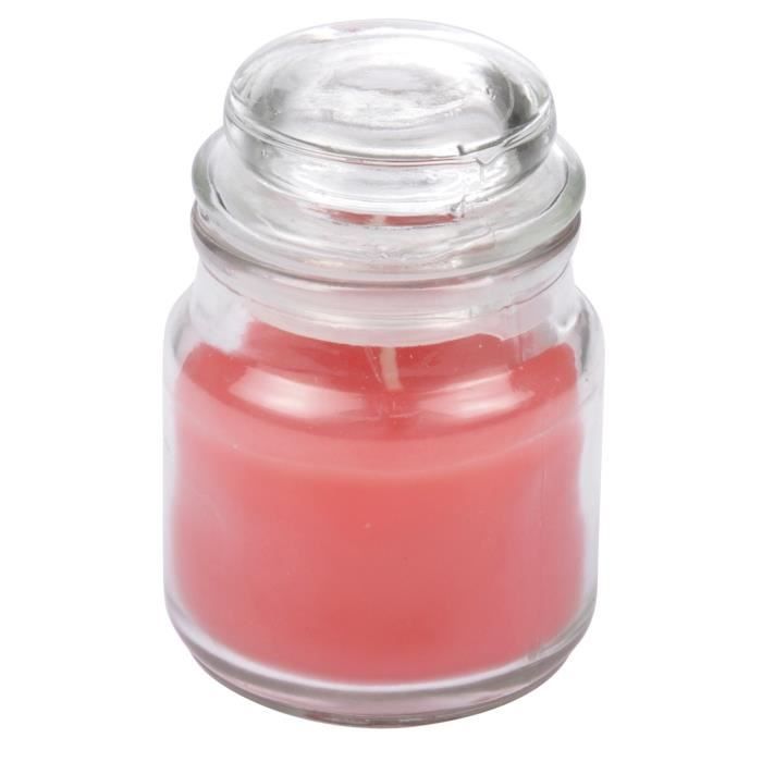 Bougie parfumée en bocal - Ø 6 x H 9 cm - Parfum : fraise