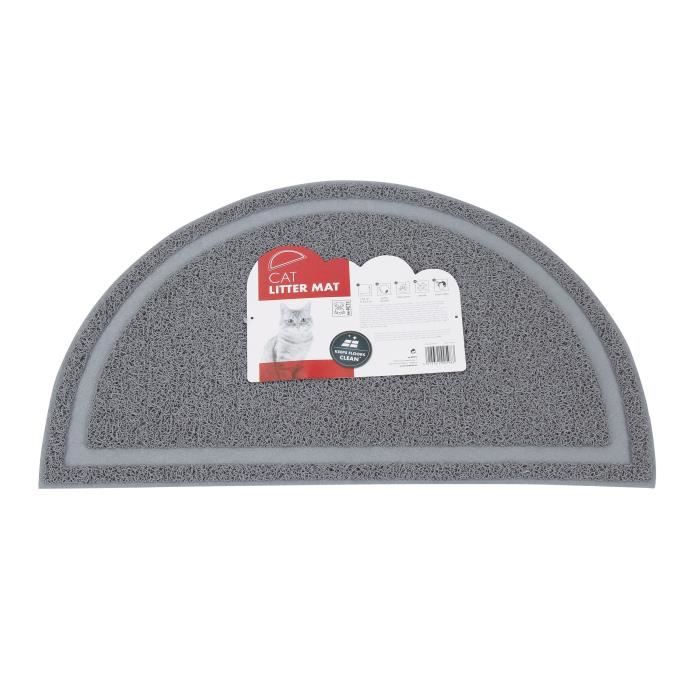 MPETS Tapis sortie maison de toilette demi cercle - Pour chat - 60x35,5cm - Gris