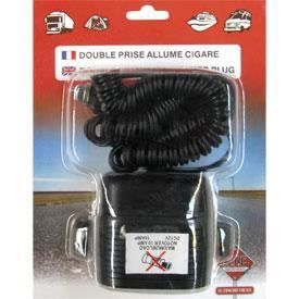 Adaptateur double prise sur socle avec rallonge et fusible