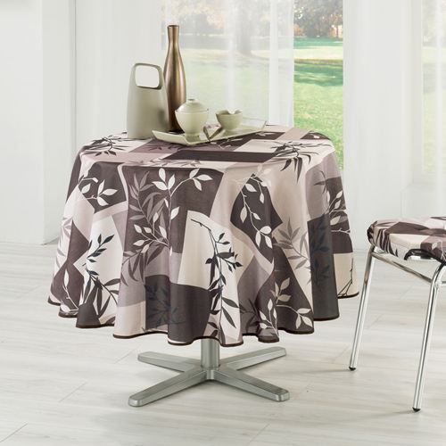 Nappe ronde diam 180cm laos taupe   Achat / Vente NAPPE DE TABLE Nappe