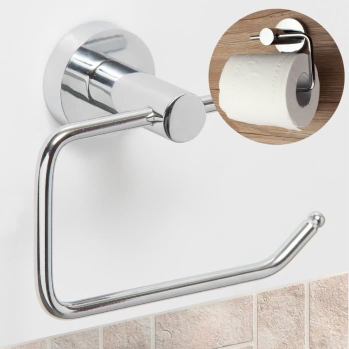 Support Porte Papier Toilette Rouleau Mural Salle De Bain Chrome Inox