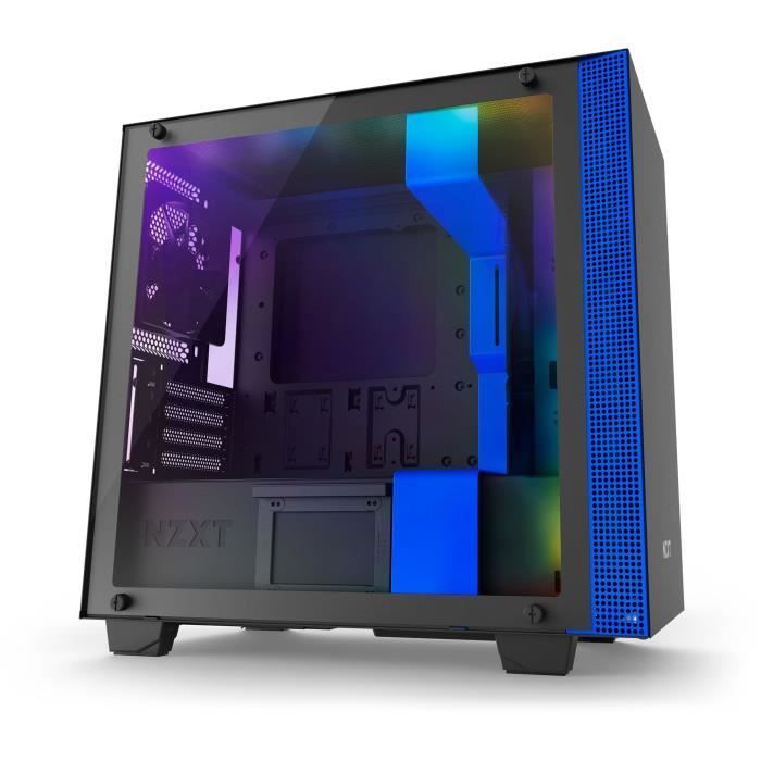 NZXT Boîtier PC Smart H400i - Micro-ATX - Smart Device - Panneau en verre trempé - Noir et bleu