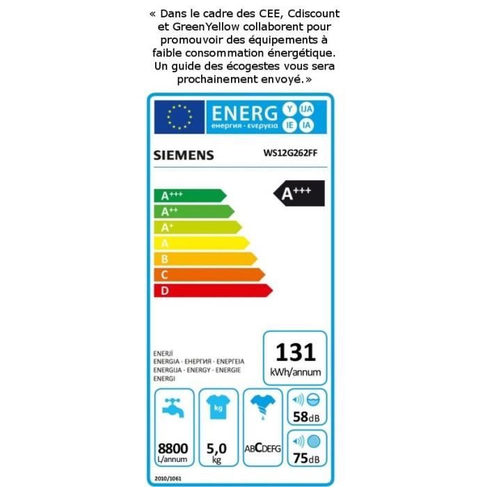  WS12G262FF - Lave linge frontal - 5 kg - 12002