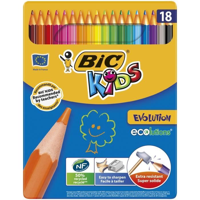 BIC Crayons de couleur ecolution BIC kids evolutionboite metal x18