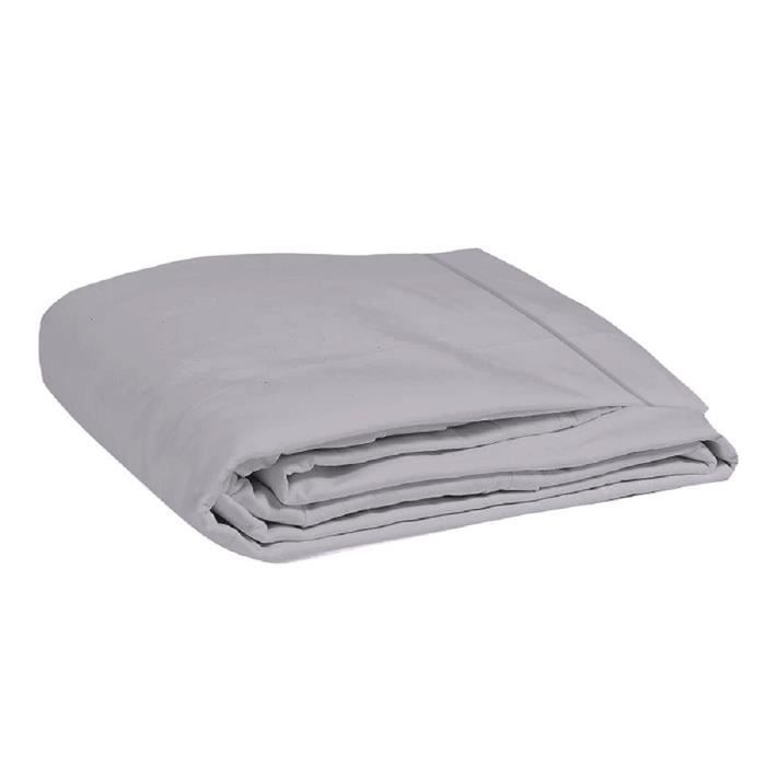 COTE DECO Drap plat 100% coton 57 fils 270x300 cm - Gris clair