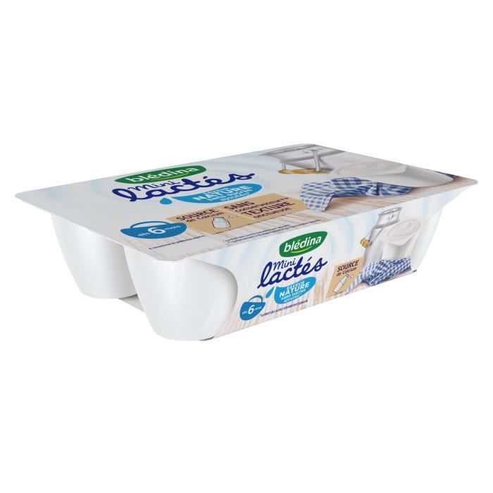 BLEDINA Mini lactés nature sans sucre - 6 x 55g