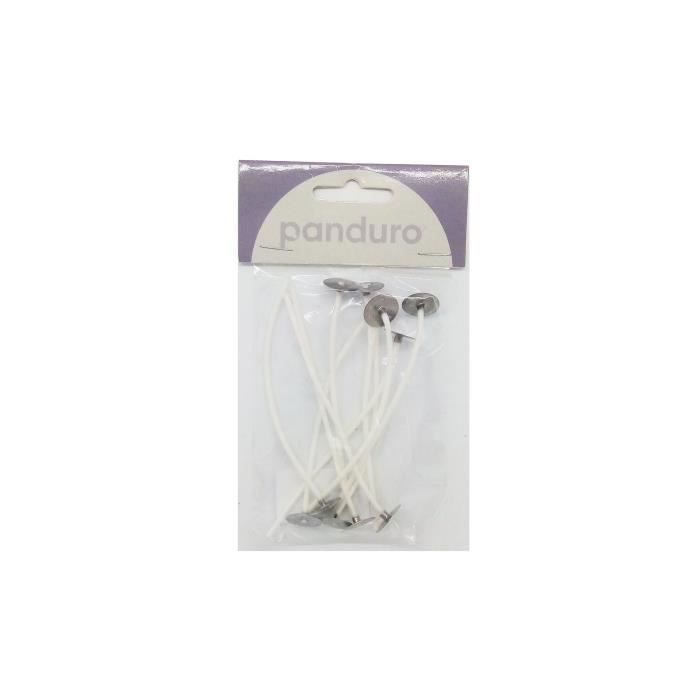 PANDURO Mèches cirées - Base métallique - Pour bougie en gel - Longueur 2 mm - Sachet de 10 pc