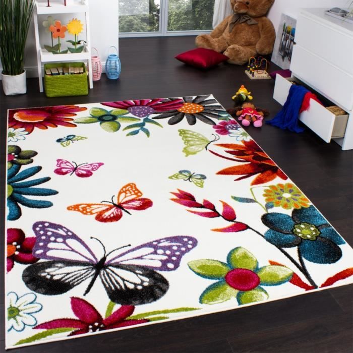 Tapis Chambre d\'Enfant Papillons Orange Vert Bleu [200x280 cm ... Tapis Chambre d\'Enfant Papillons Orange Vert Bleu [200x280 cm ...