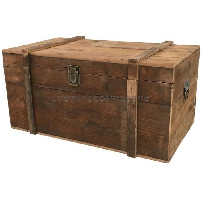 Grand Coffre Malle en Bois de Style Ancien 80x48x41 cm 80 ...