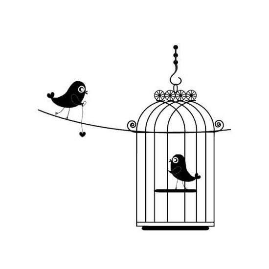 Stickers Cage Oiseaux Ref Odz2196 Noir 57x60 Cm