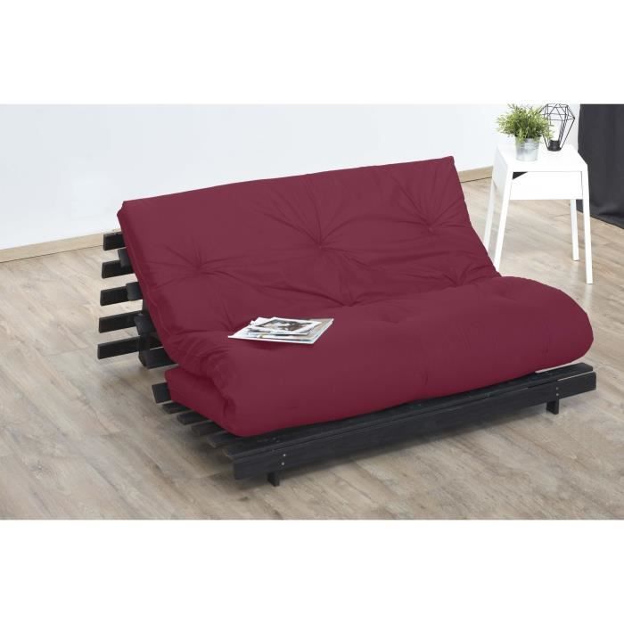 Matelas futon 140 x 190 - Confort ferme et Equilibré - Epaisseur 15 cm - Rouge
