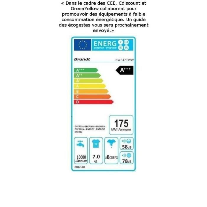 BWF47TWW - Lave linge frontal - 7 kg - 1400 tours3