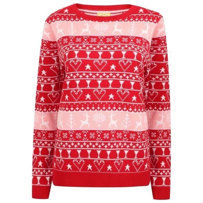 Pull de Noël Jacquard Rouge Femme