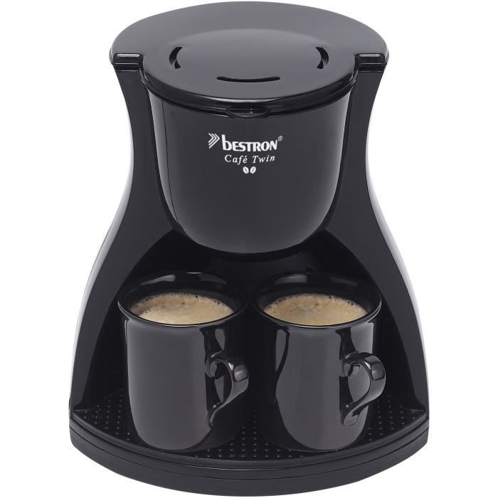 BESTRON ACM8007BE Cafetière filtre Twin - 2 tasses - Arrêt automatique - 450W - Noir