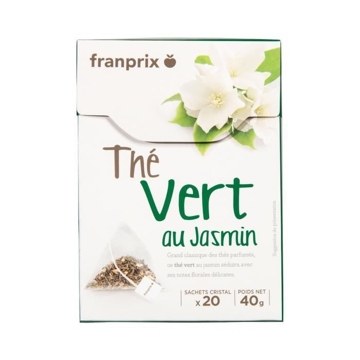 FRANPRIX Lot de 20 Sachets de Thé Vert au Jasmin 40 g