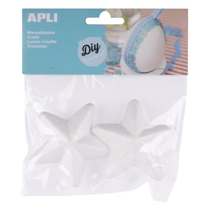 APLI Sachet de 2 étoiles en polystyrène - Ø 75 mm