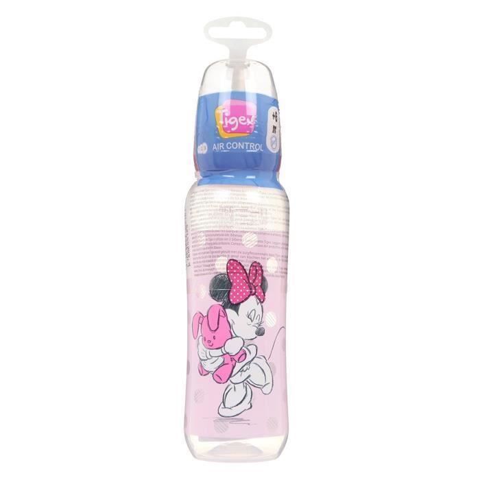 Produit shopeco.fr : TIGEX Biberon col étroit Air control tétine silicone +6 mois Minnie 330ml (Lot de 3)