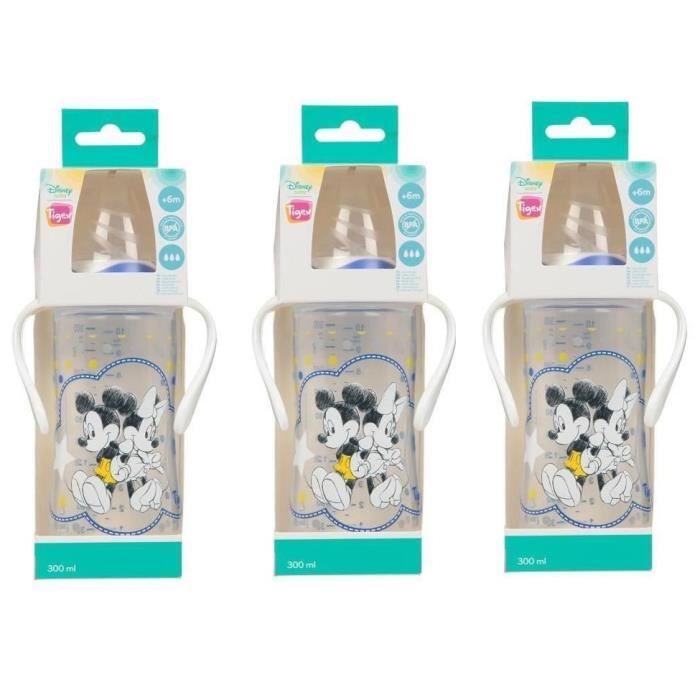 Produit shopeco.fr : TIGEX Biberon MICKEY  Tétine silicone  300 ml  6 mois -DISNEY Baby (Lot de 3)