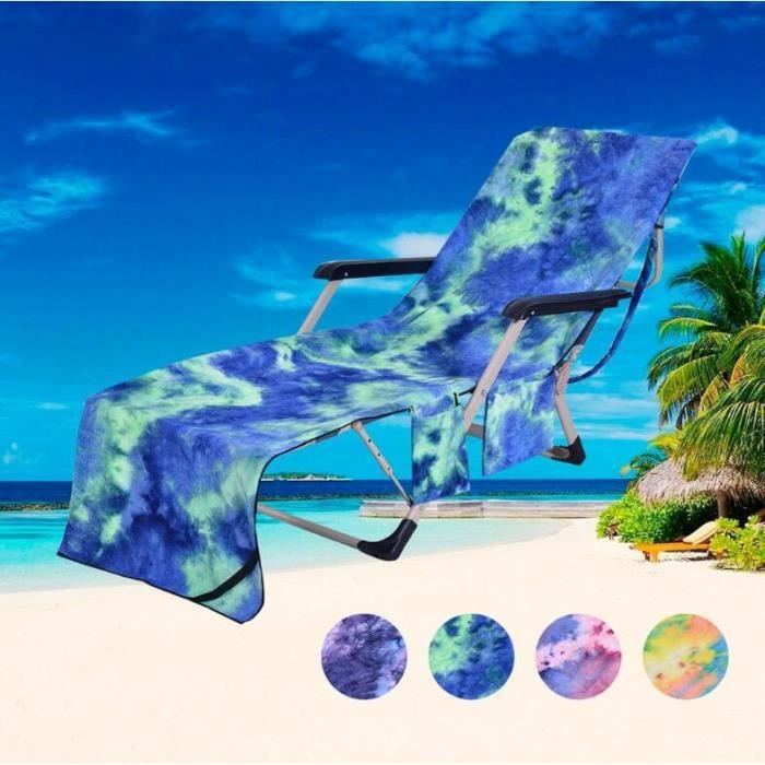 Microfibre Plage Coussin Pour Soleil Chaise Longue Serviette De Plage Avec Poche Latérale Housse Pour Chaise De Plage 75210cm Vert