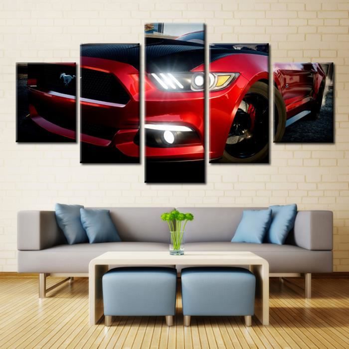 Pas De Cadre 5 Pièces Red Mustang Car Wall Art Art Décoration