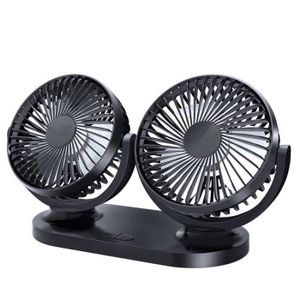 Ventilateur de voiture 12V doubles têtes rotatives silencieux 360 degrés rotatif