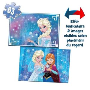 LA REINE DES NEIGES Boite Carton 2 Puzzles Lenticulaires