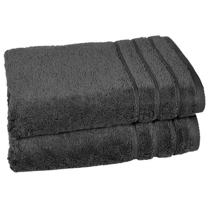 VENT DU SUD Lot de 2 draps de douche CALLISTO - 70x130 cm - Gris anthracite