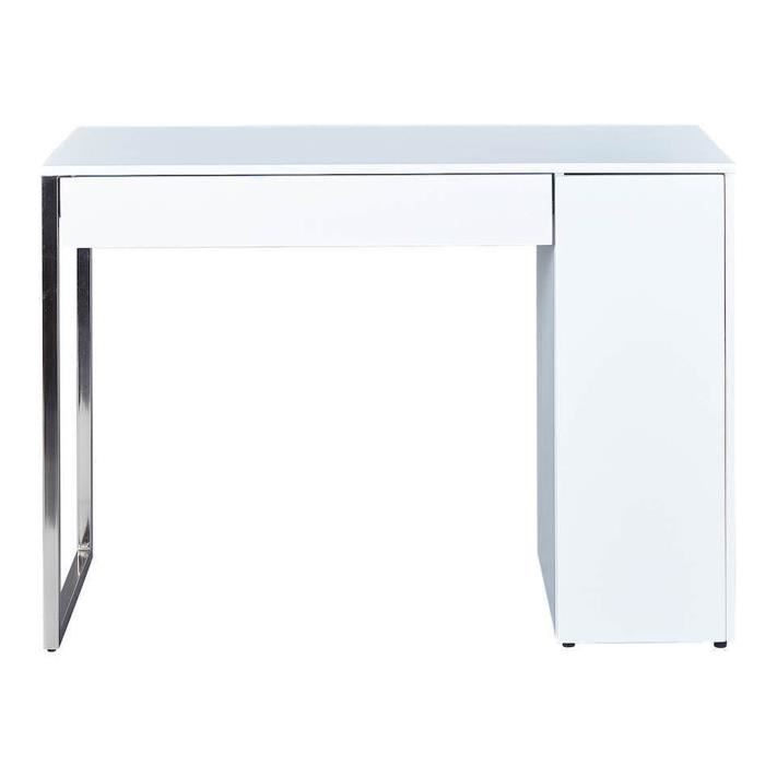 Bureau Enfant En Mdf Et Métal Coloris Blanc Mat Dim L110 X P50 X