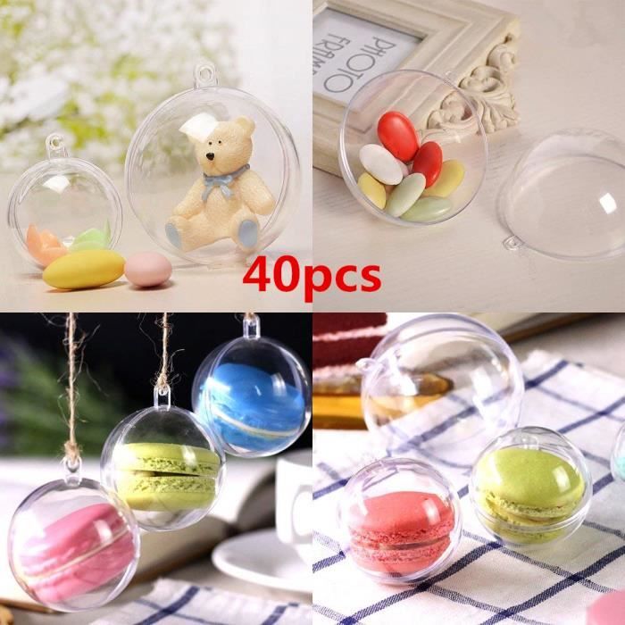 Lot De 5 Boules De Noël Transparentes En Plastique Acrylique