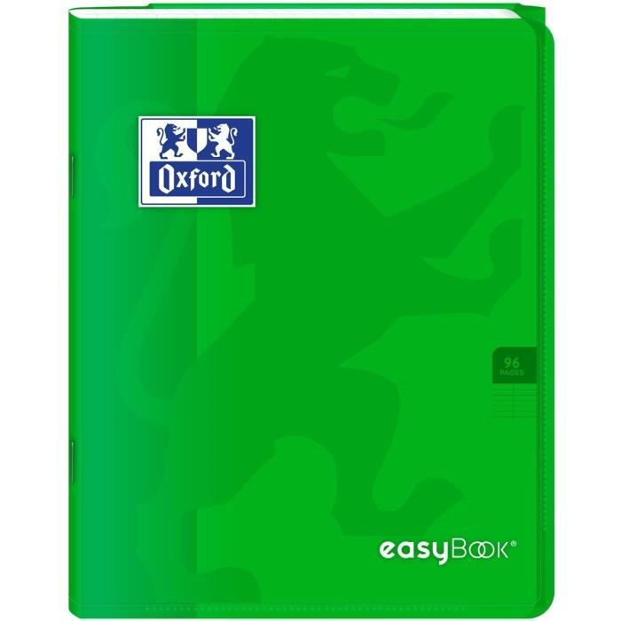 OXFORD Cahier Easybook agrafé - 17 x 22 cm - 96p seyès - 90g - Vert