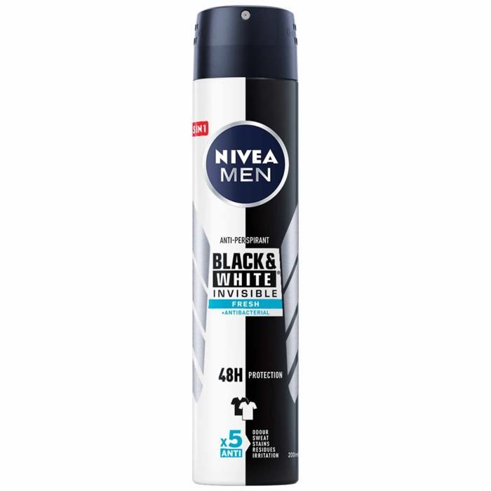 NIVEA MEN Atomiseur Invisible for Black&White Fresh - Pour homme - 200 ml