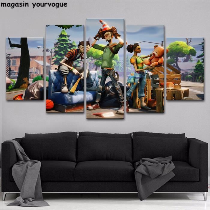 sans cadre modulaire toile peintures mur art 5 pieces fortnite photos decor a la maison hd imprime affiche - deco chambre garcon fortnite