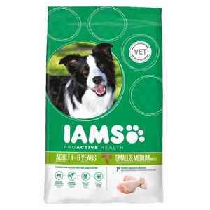 IAMS Croquettes au poulet - Petite et moyenne race - 7,5kg - Pour chien adulte
