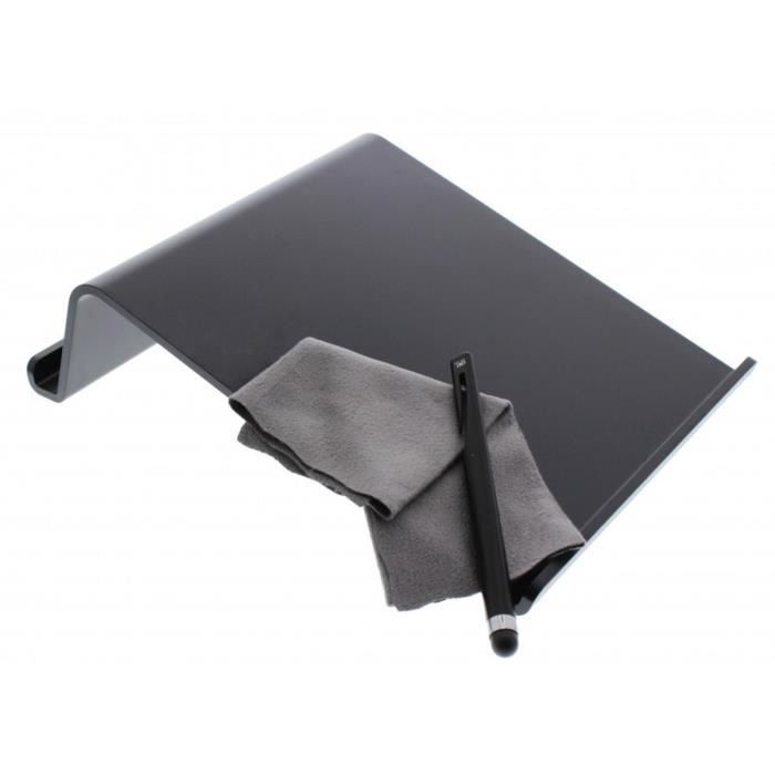 T'NB Pack support tablette + stylet noir + lingette sèche antimicrobienne