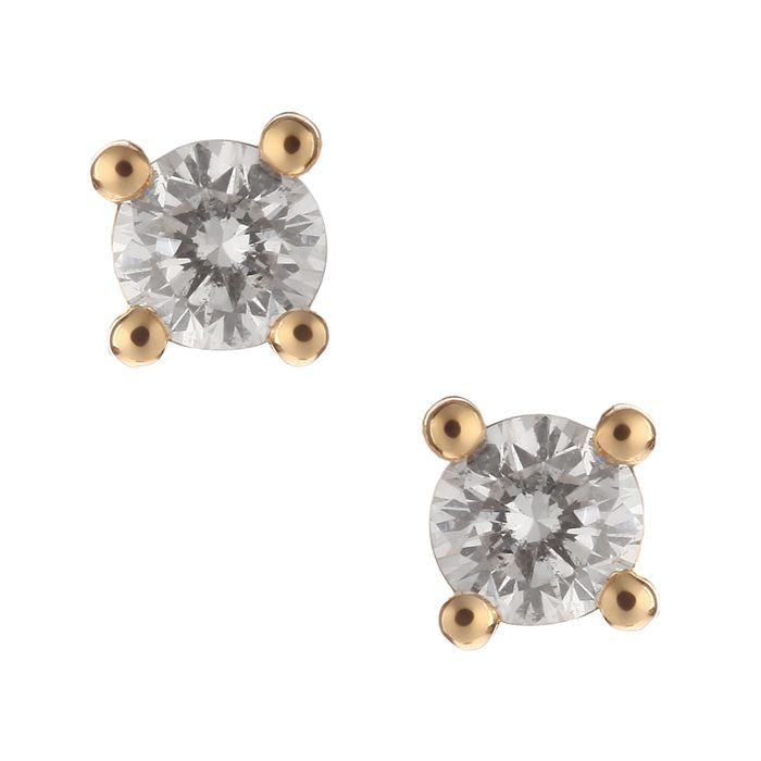 MONTE CARLO STAR Boucles d'Oreilles Solitaires Or Jaune 750° et Diamants 0,1 cts Femme