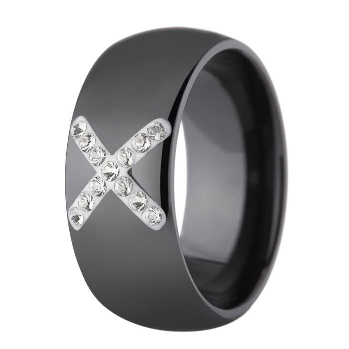 Bague CERALUXE ornée de Cristaux Swarovski Elements Argent 925° Céramique Femme