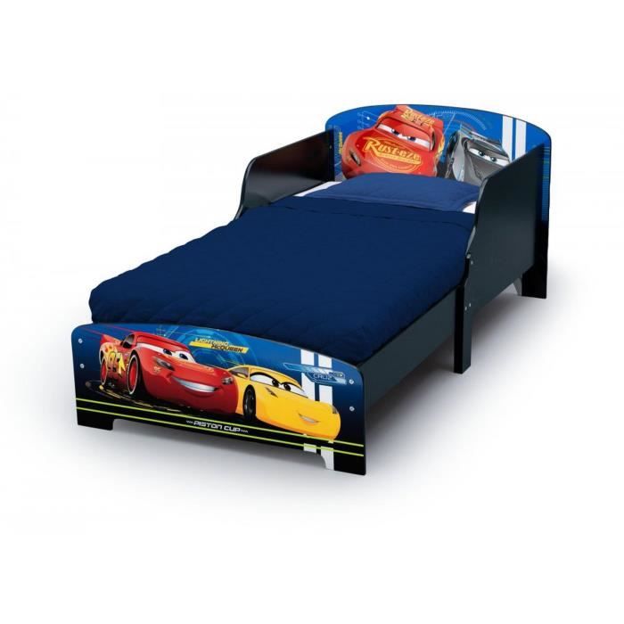 CARS - Lit Enfant en Bois - Bleu et Noir - 70 x 140cm