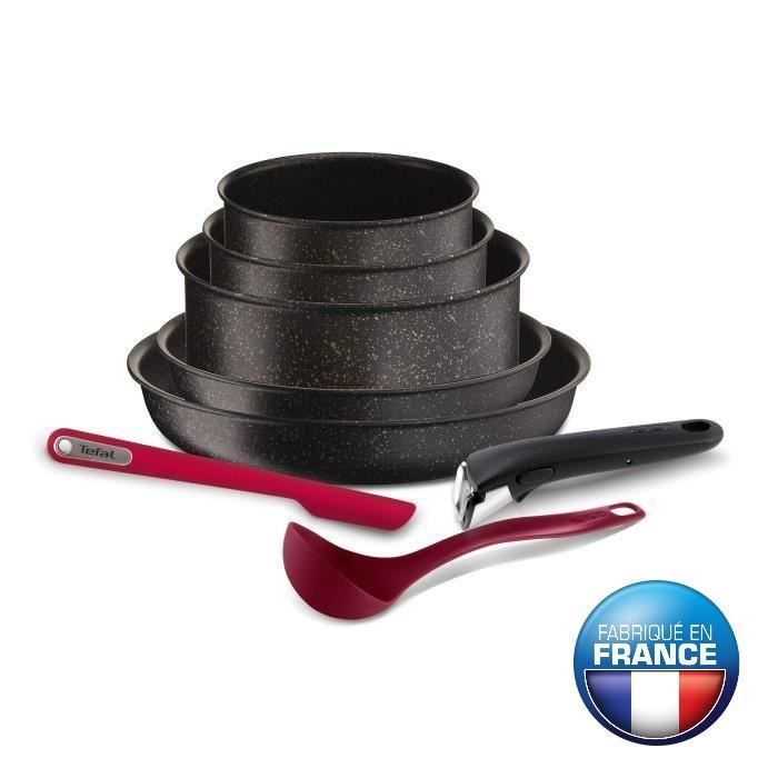 TEFAL INGENIO PIERRE HARDICA Batterie de cuisine 8 pièces YY2959FA 16-18-22-24-28cm Tous feux dont induction noir