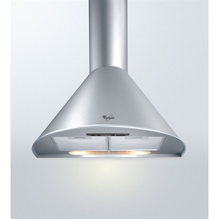 WHIRLPOOL AKR 689IX Hotte décorative demi lune - Evacuation ou recyclage - 380m3-h - 65dB - 3 vitesses - L60cm - Inox