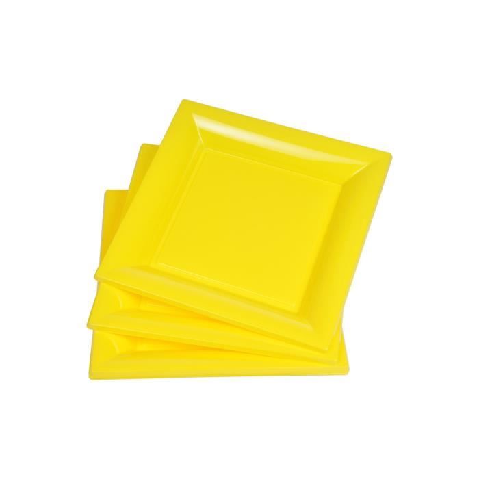 Lot de 6 assiettes carrées jetables 16,5x16,5 cm jaune