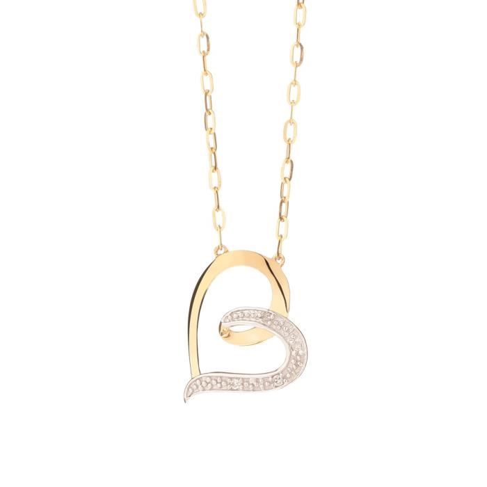 MONTE CARLO STAR Collier Pendentif cŒur ajouré Or jaune 375° et Diamants